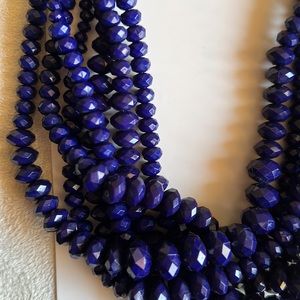 NEW Old Navy Blue Beaded Silver Chain Necklace